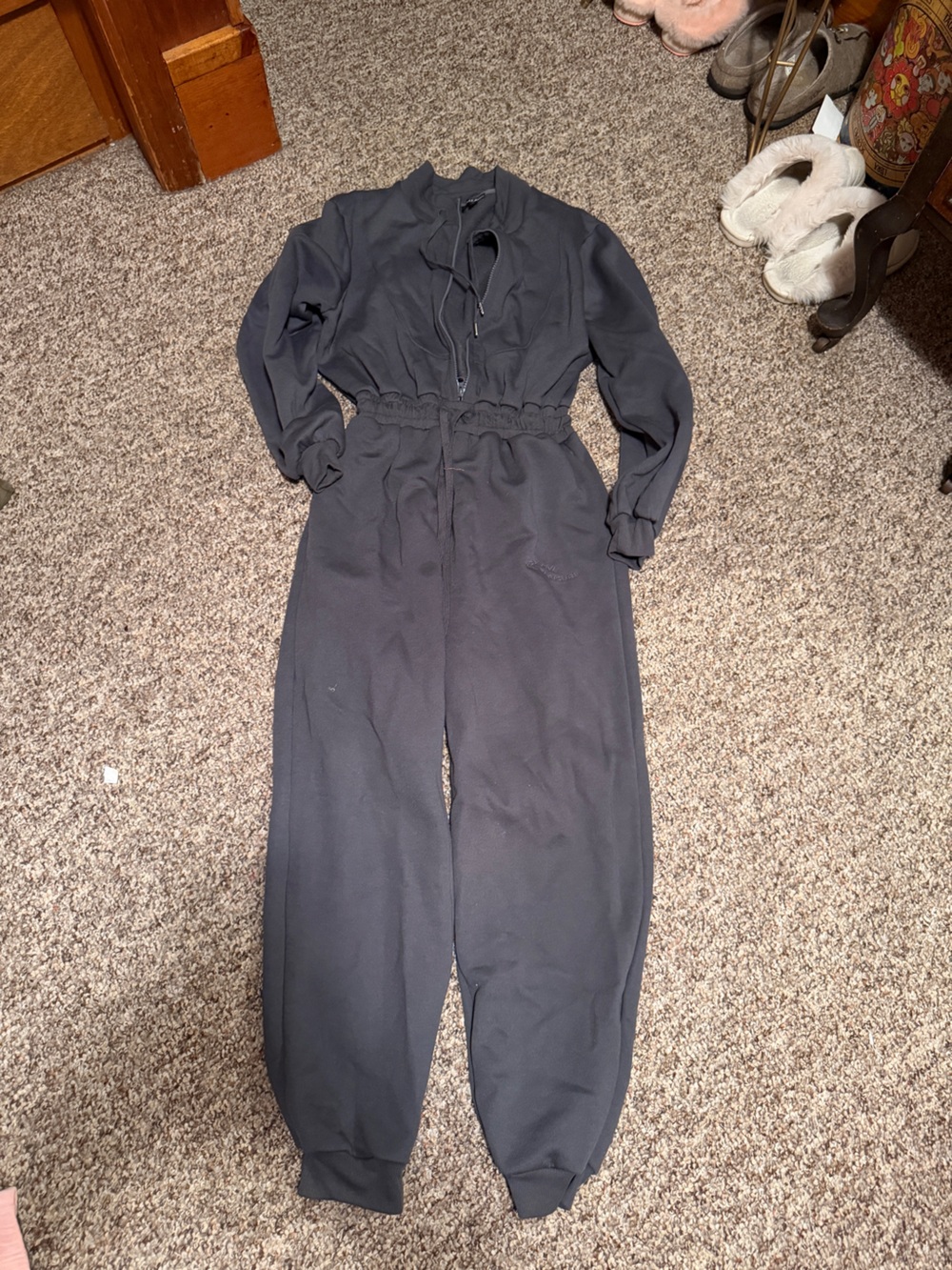 Love Black Long-Sleeve Pullover Jumpsuit